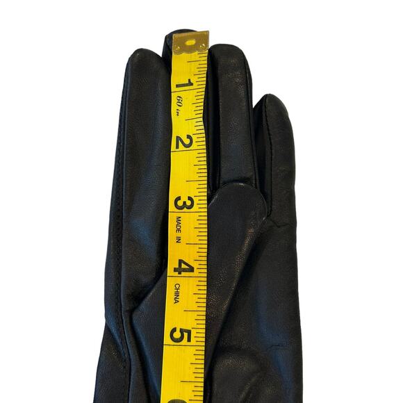 UGG Logo Leather & Faux Fur Cuff Gloves Small BLACK LEOPARD - Picture 8 of 11